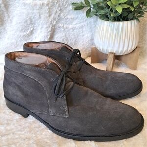 Johnston & Murphy Men's Grey Suede Chukka Boots Lace Up Sheepskin Size 9.5